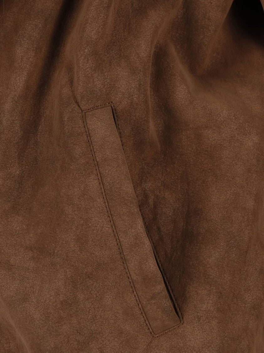 Mm6 By Maison Margiela Brown Faux Fur Collar Jacket