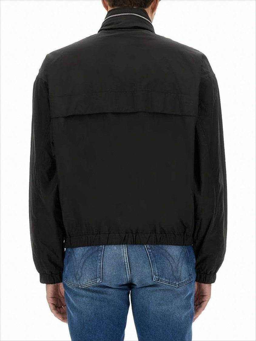 Ami High-Collar Polyamide Jacket With Elastic Hem And Cropped Fit