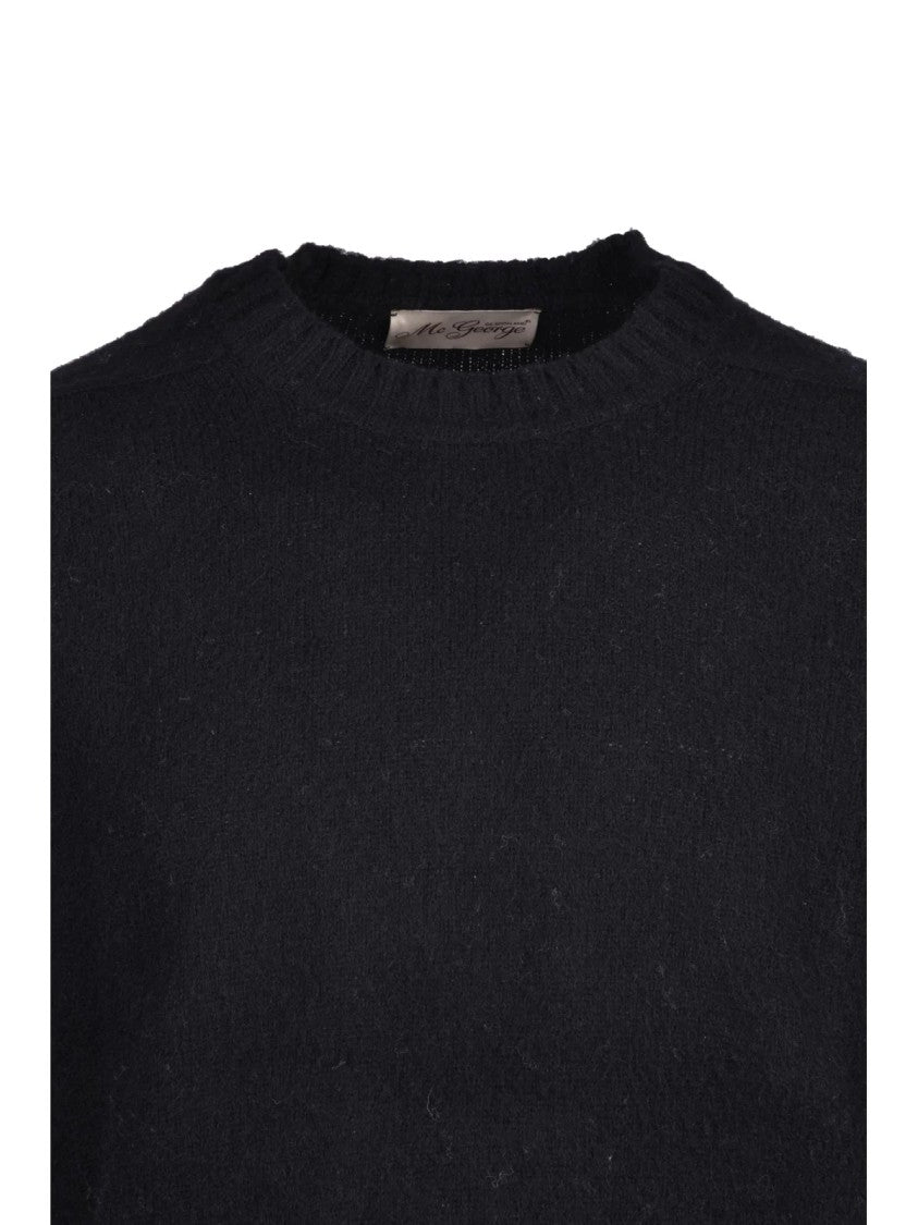 Mc George Black Wool Crewneck Sweater
