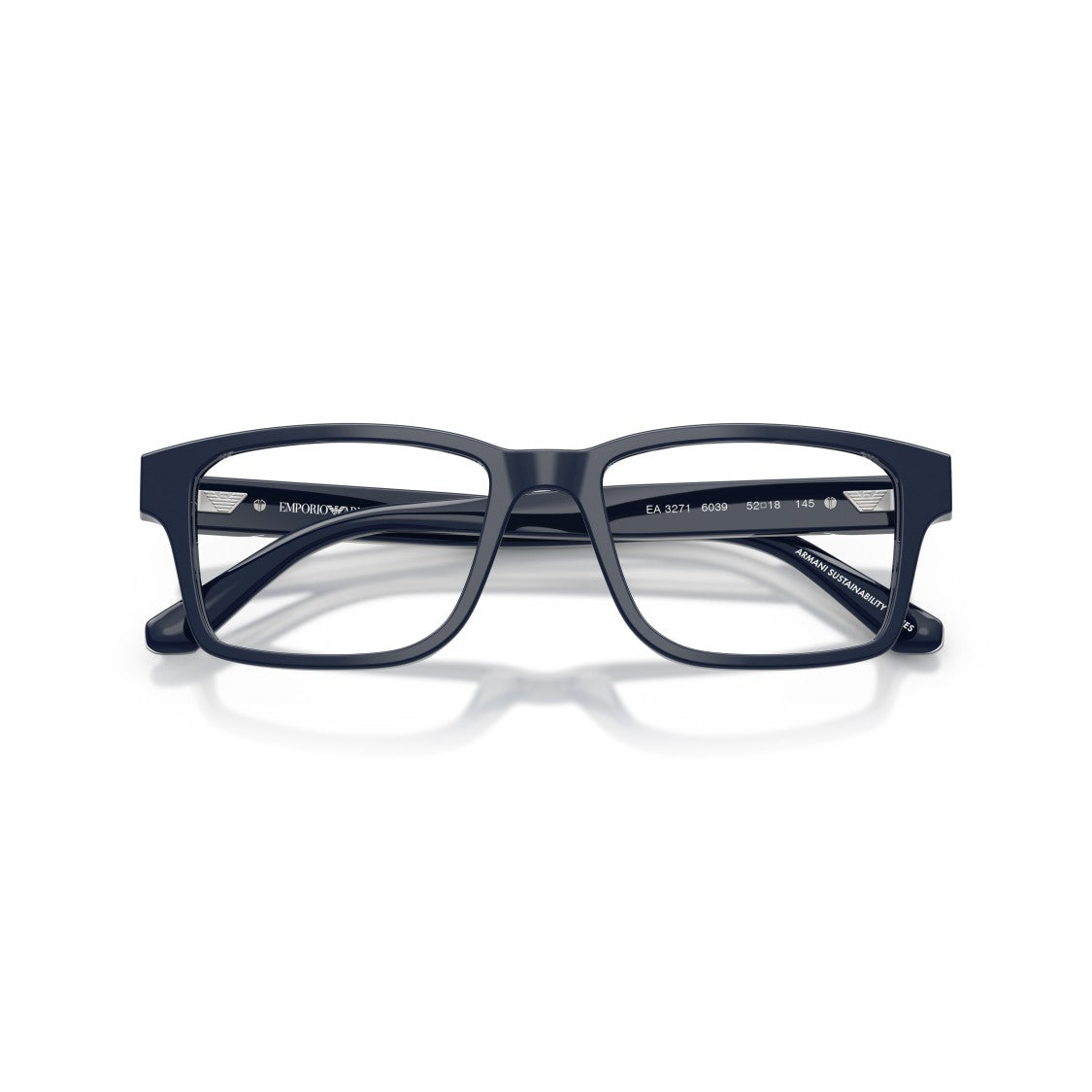 Emporio Armani 0Ea3271 Rectangular Navy Acetate Eyeglass Frames With Silver Accents