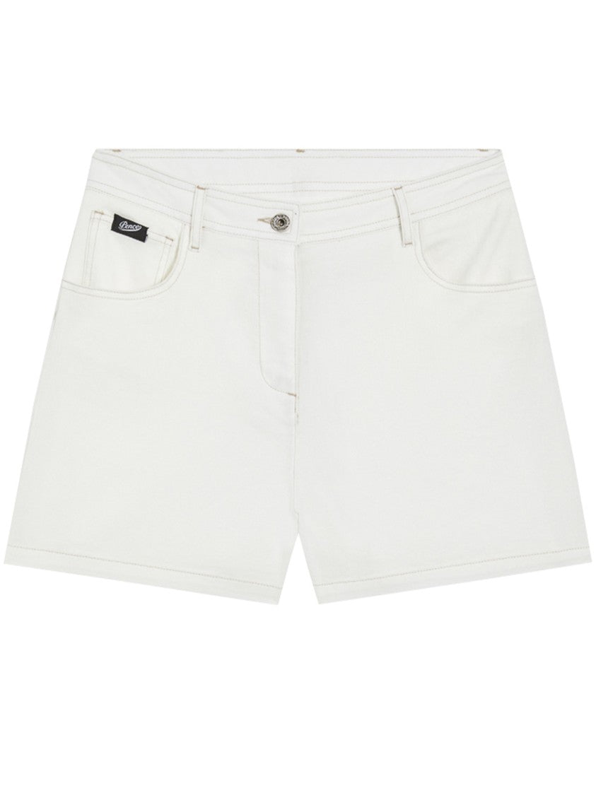 Pence White Luna Five Pocket Denim Shorts