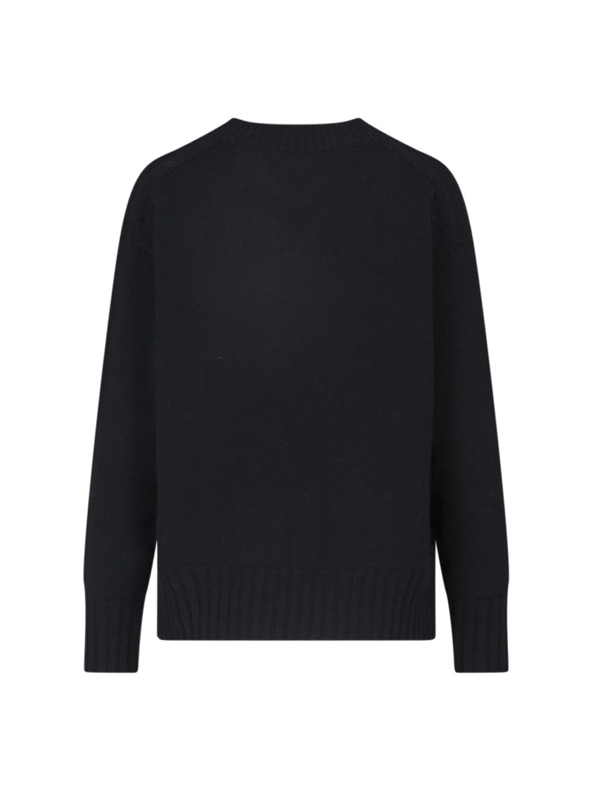 Drumohr Black Merino Wool V-Neck Sweater