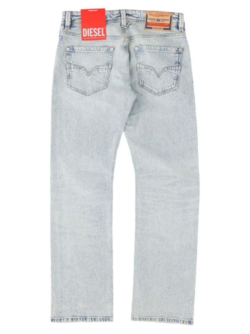 Diesel Light Wash Faded Straight-Leg Cotton-Blend Jeans