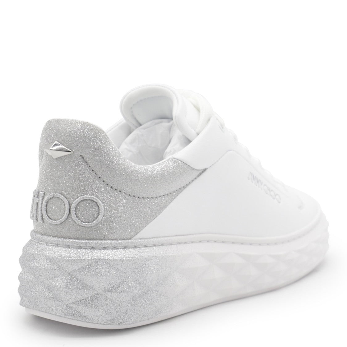 Jimmy Choo White Leather Lace-Up Sneakers