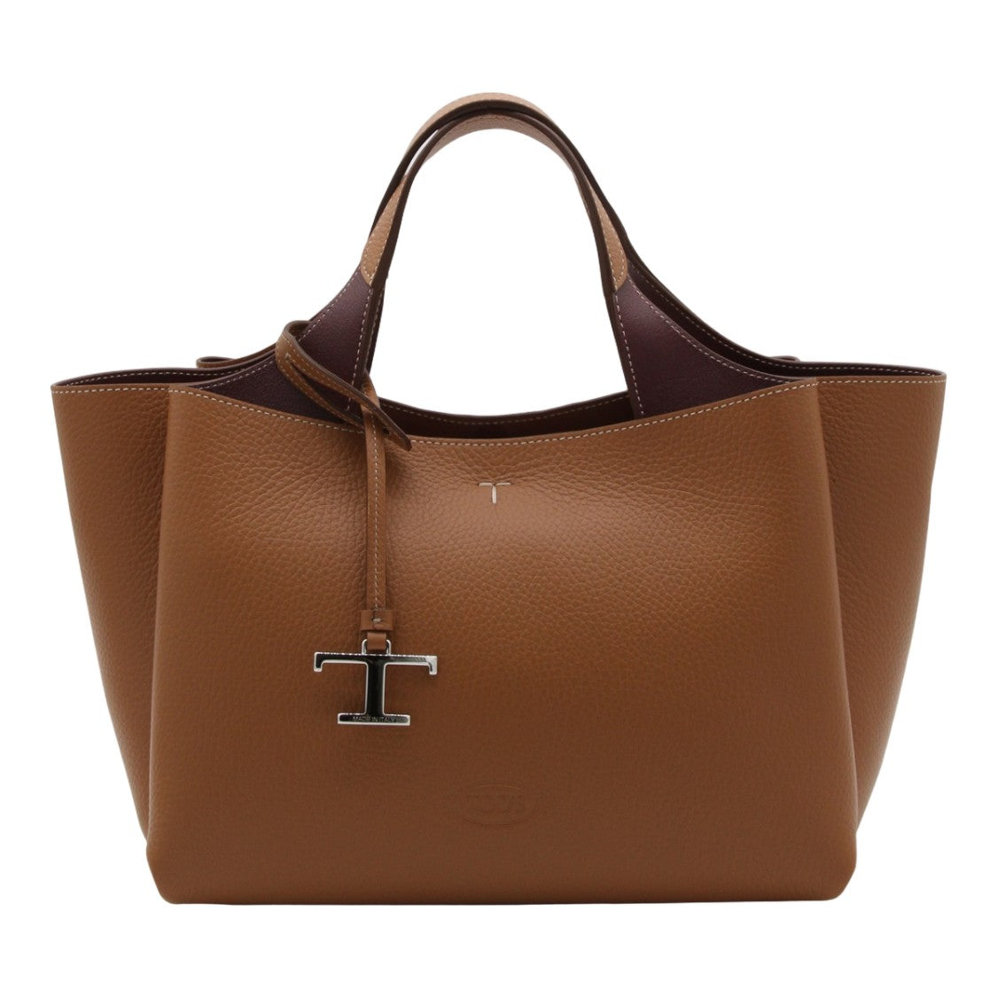 Tod's Structured Brown Leather Tote With Contrasting Handles