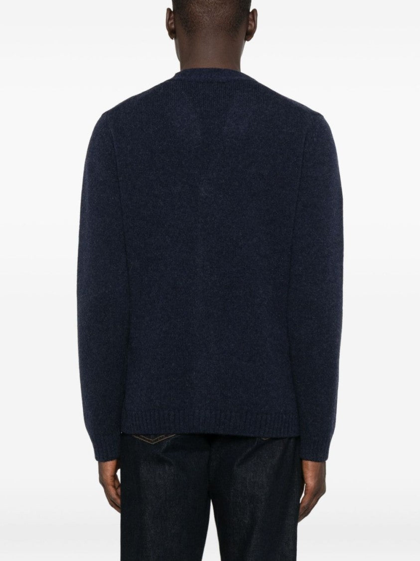Daniele Fiesoli V-Neck Cardigan In Deep Navy Wool