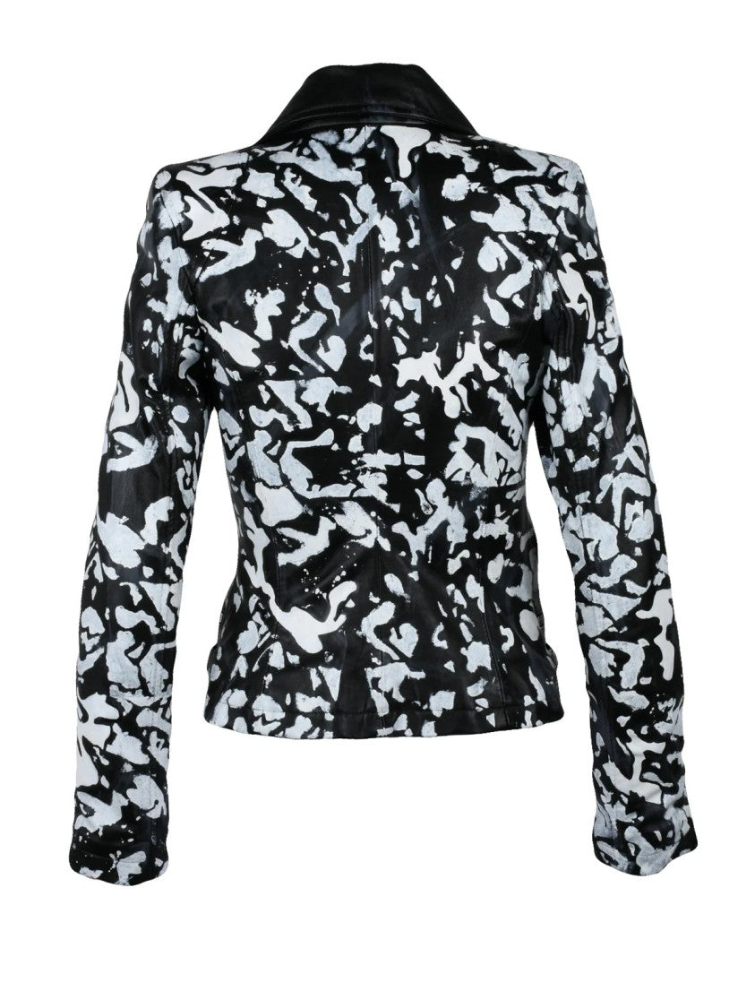 Sword 6.6.44 Leather Biker Jacket - Black/White