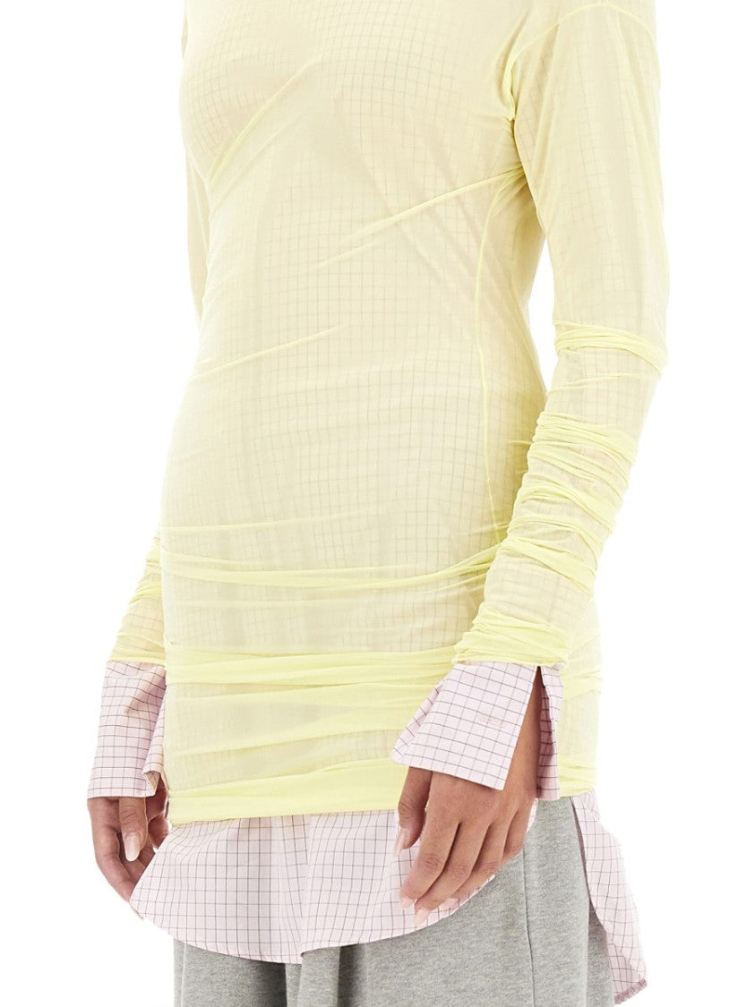 Dries Van Noten Sheer Tulle Top With Slim Fit