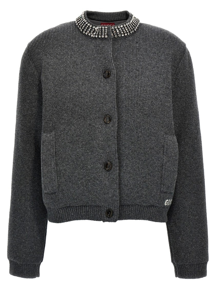 Gucci Padded Cardigan With Jewel Collar
