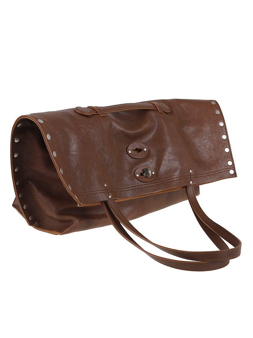 Zanellato Spacious Brown Leather Shoulder Bag
