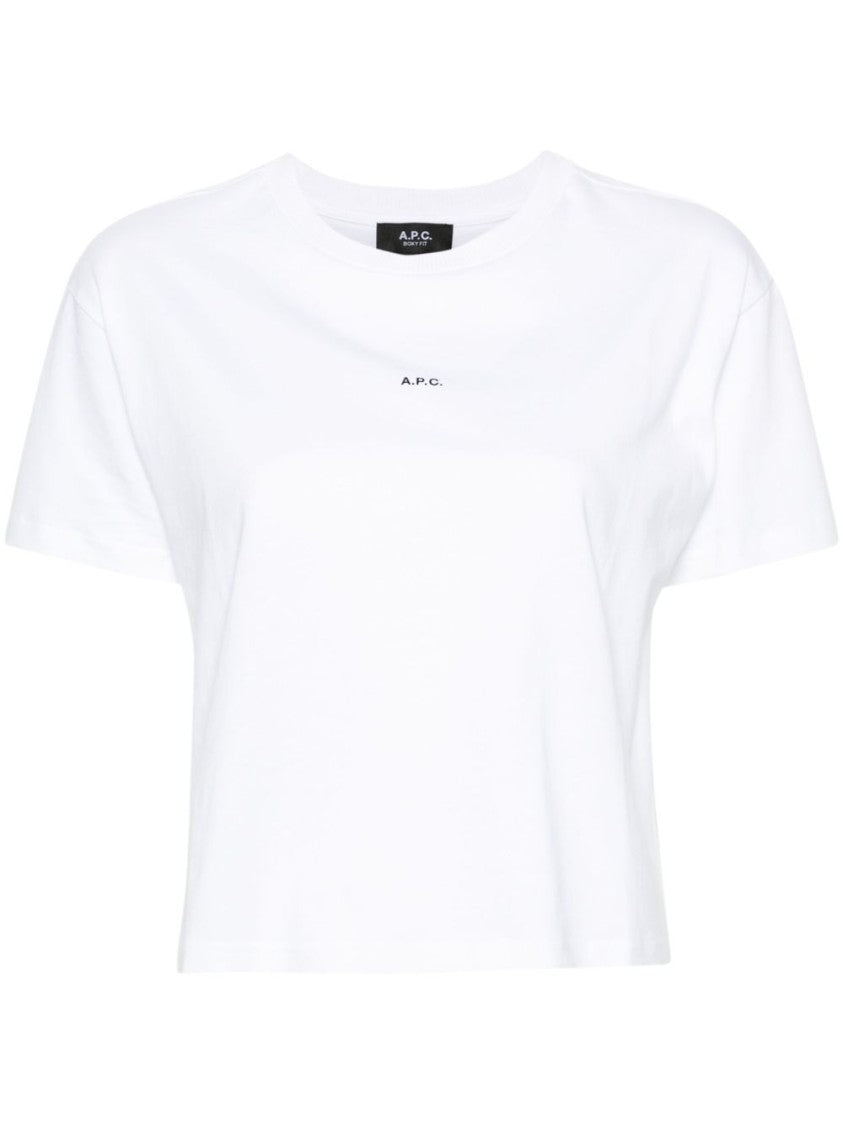 A.P.C. Cropped Off-White Cotton Jersey Crew Neck T-Shirt