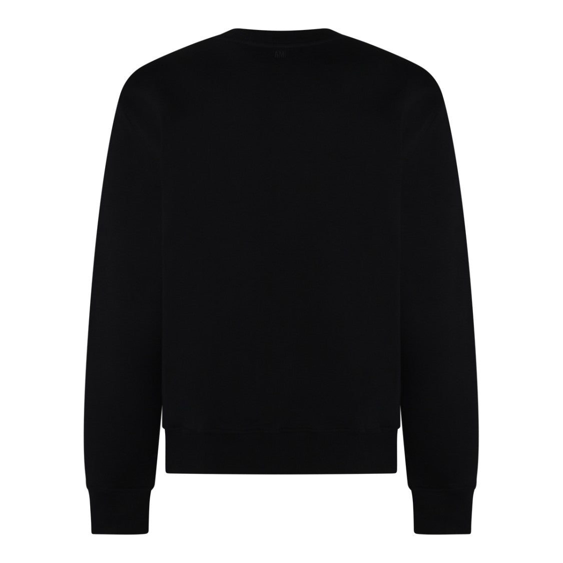 Ami Paris Minimalist Black Cotton Sweatshirt With Signature Logo