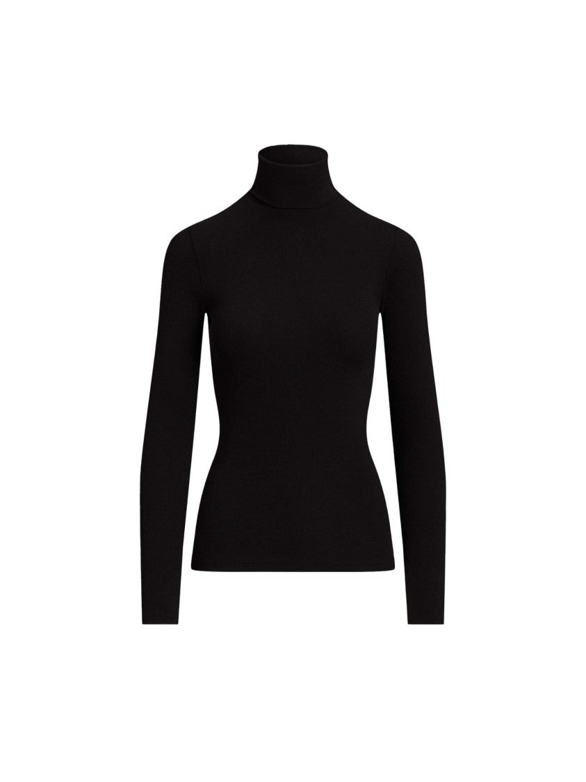 Polo Ralph Lauren Polo Pony Motif Black Knit Sweater With High Collar