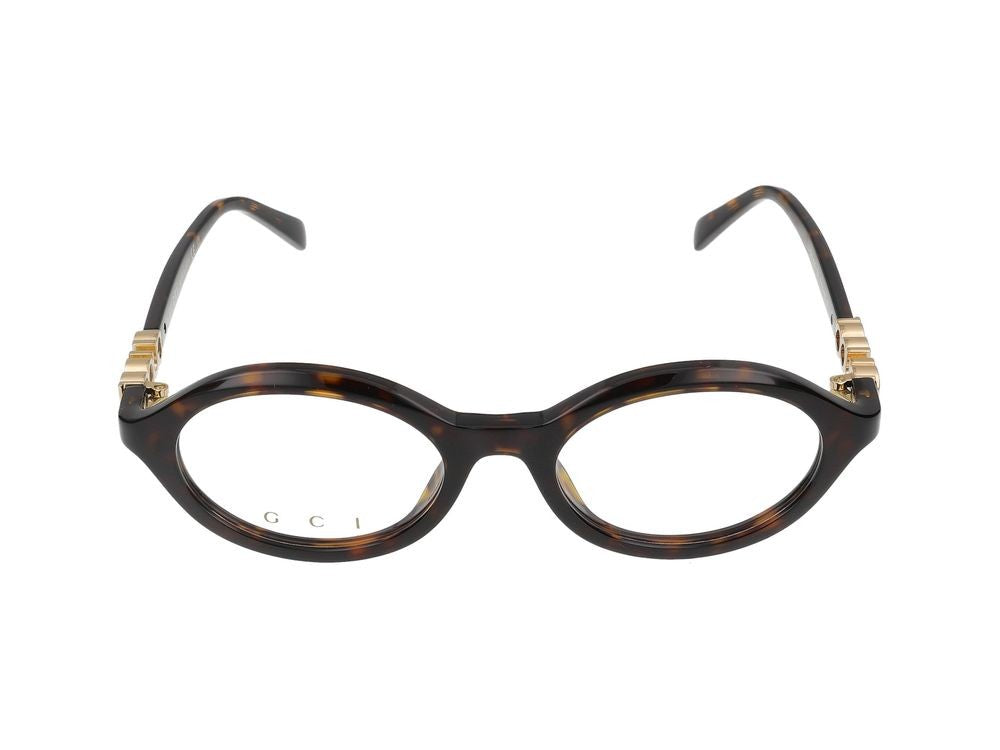 Gucci Havana Keyhole Bridge Round Frame Eyeglasses