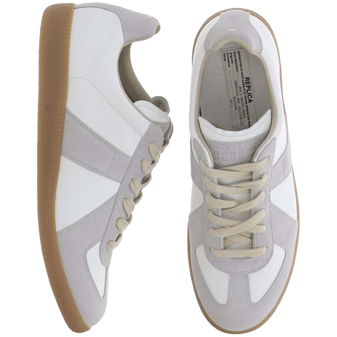 Maison Margiela Low-Top Napa Leather And Suede Sneakers With Iconic Stitching