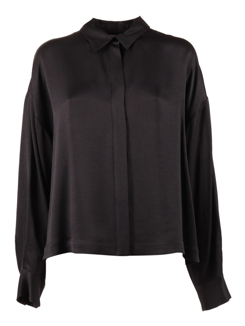 Peserico Black Blouse Boxy Collar Blouse