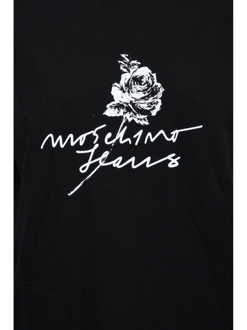 Mo5ch1no Jeans Black Rose Cotton T-Shirt