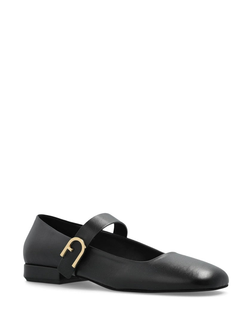 Furla White Pointed Toe Minimalist Strap Flats