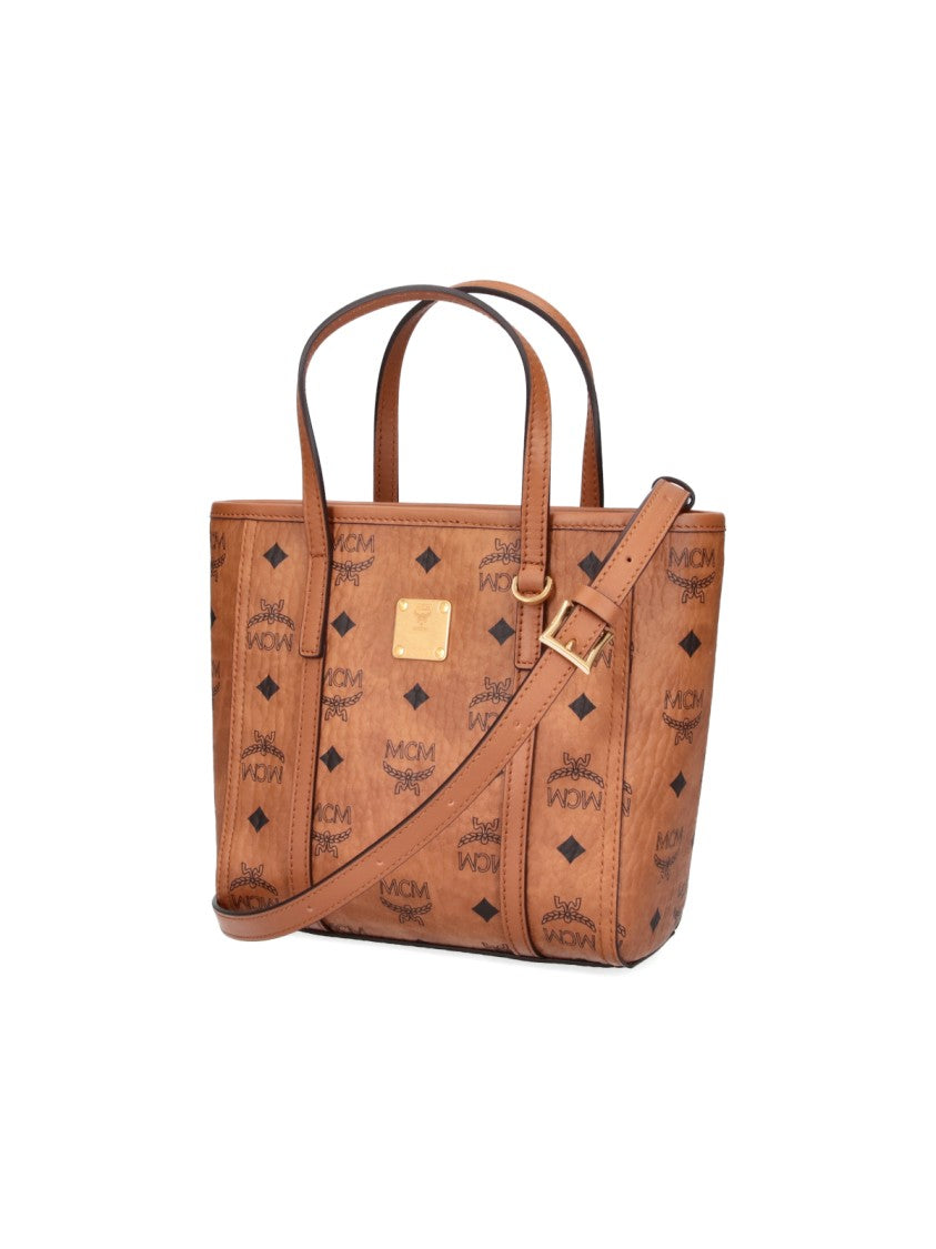 Mcm Brown Toni Mini Visetos Fabric Tote Bag