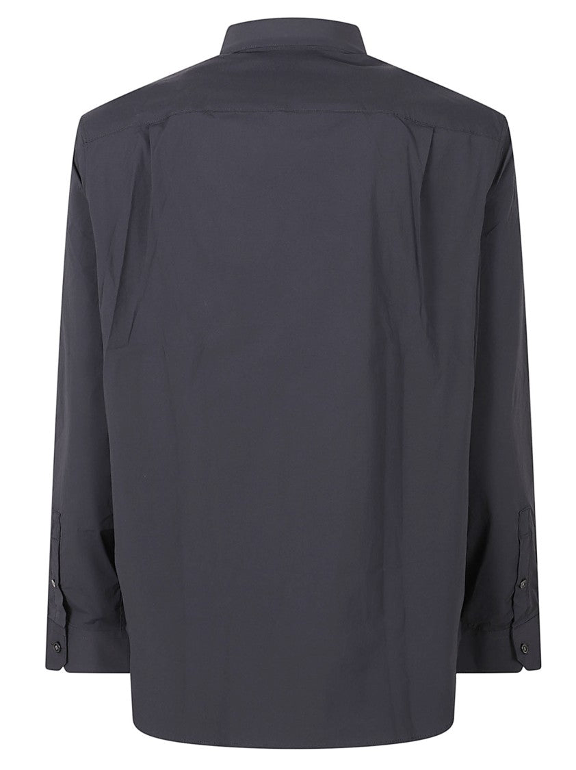 Emporio Armani Sleek Matte Black Shirt With Classic Collar And Buttoned Cuffs