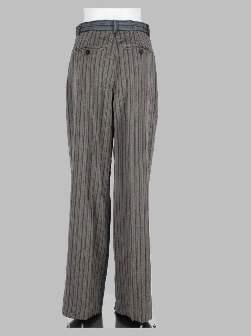 Paul Smith Grey Viscose Pinstripe Straight-Leg Pants