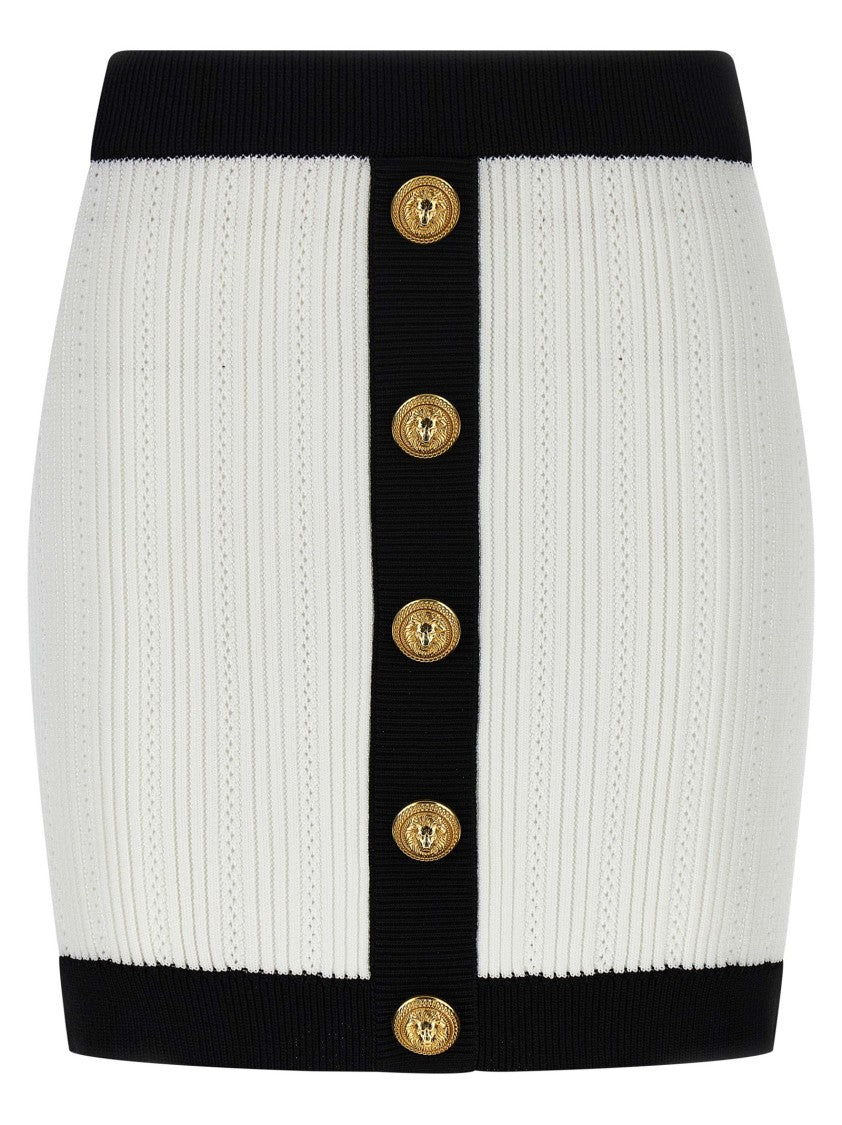 Balmain Two-Tone Stretch Viscose Crochet Miniskirt