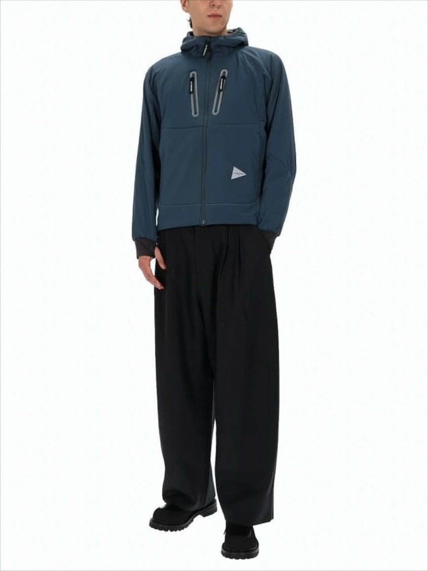 And Wander Modern Blue Nylon Jacket With Ribbed Cuffs