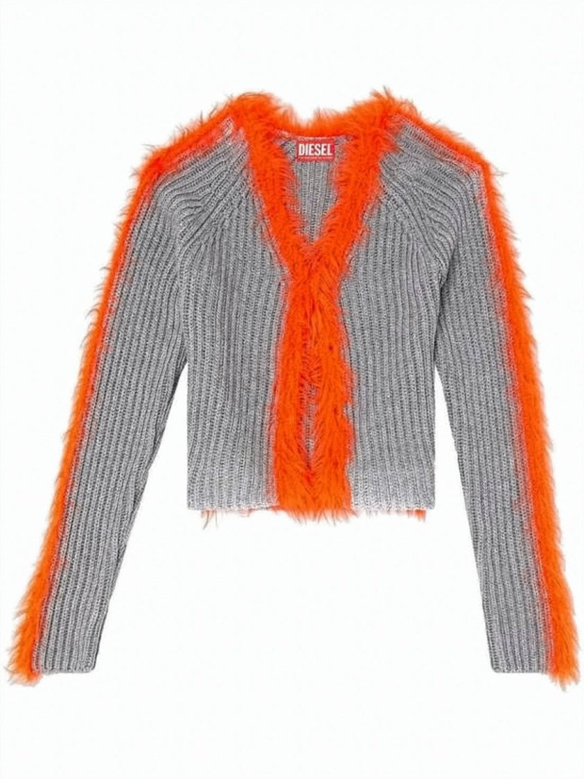 Diesel Cropped Ribbed Knit Cardigan