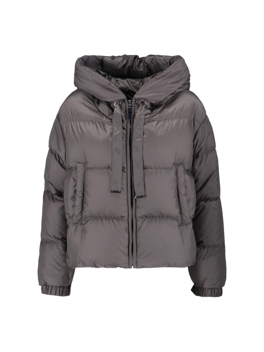 Max Mara Cropped Puffer Jacket With Adjustable High Collar And Matte Finish