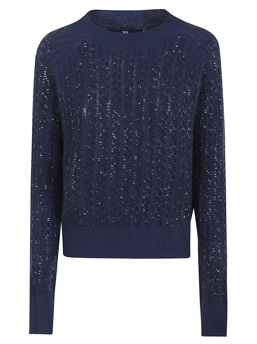 Ermanno Scervino Long-Sleeve Navy Wool Sweater