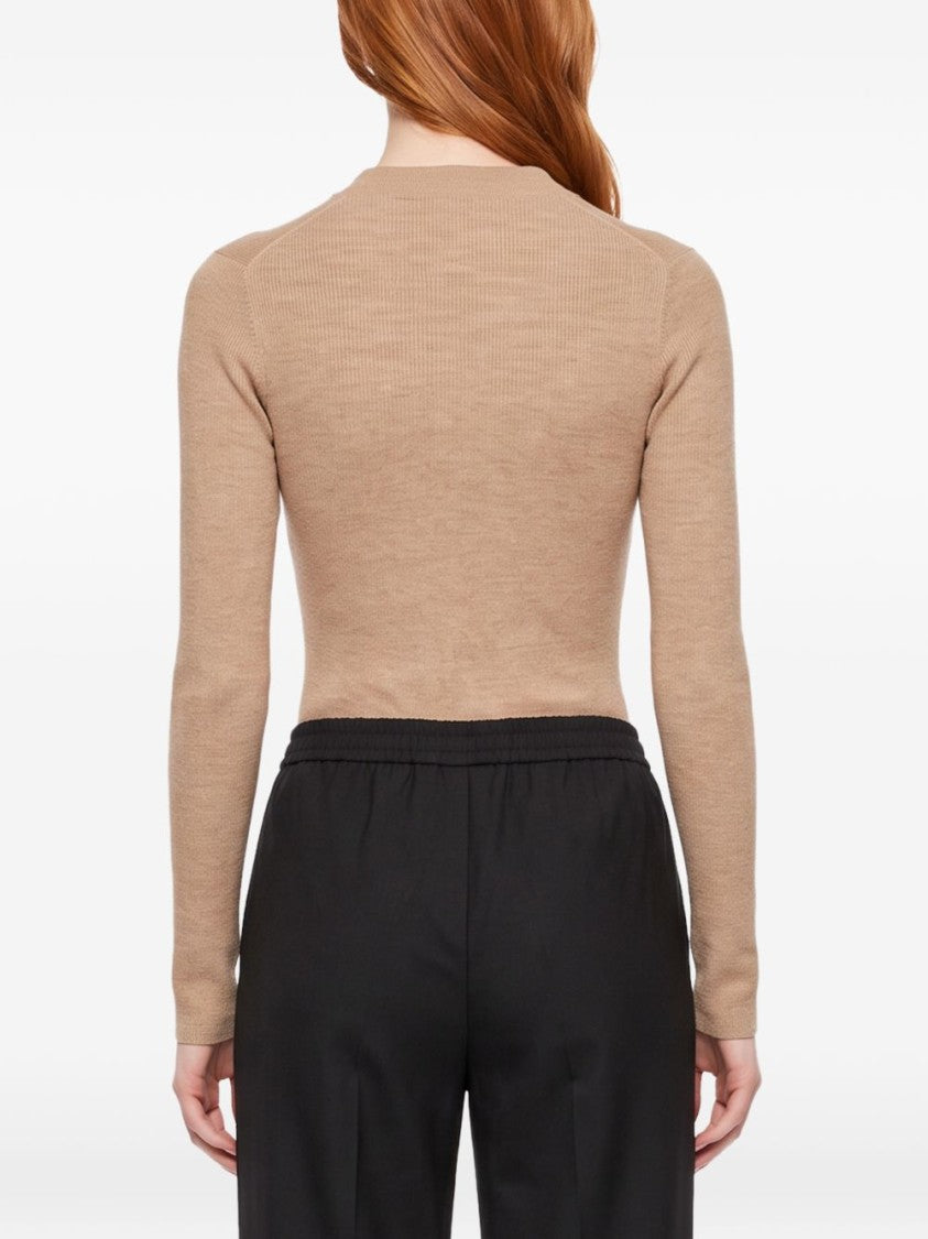 Max Mara Silk-Blend Wrap V-Neck Sheer Bodysuit