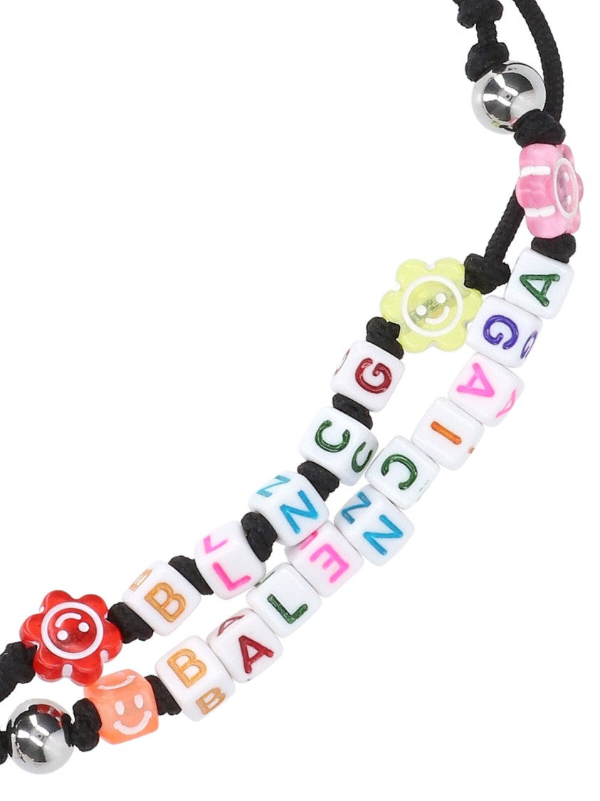 Balenciaga Charismatic Multicolor Logo Charm Bracelet With Silver Accents