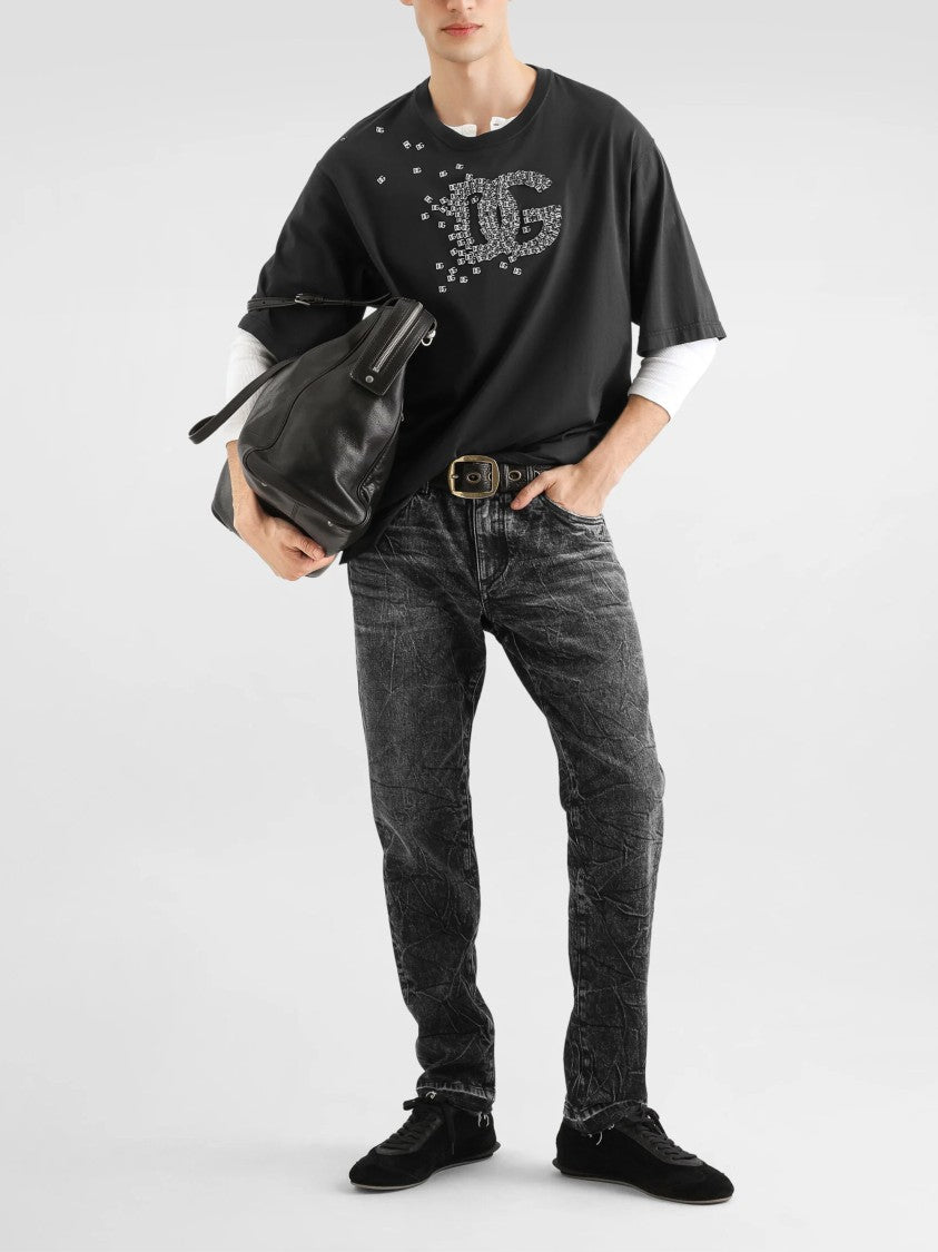 Dolce & Gabbana Relaxed Fit Black T-Shirt With Distinctive Logo Design
