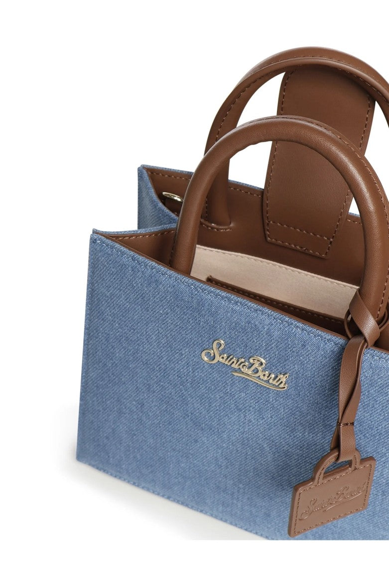 Mc2 Saint Barth Structured Rectangular Handbag In Denim-Like Texture