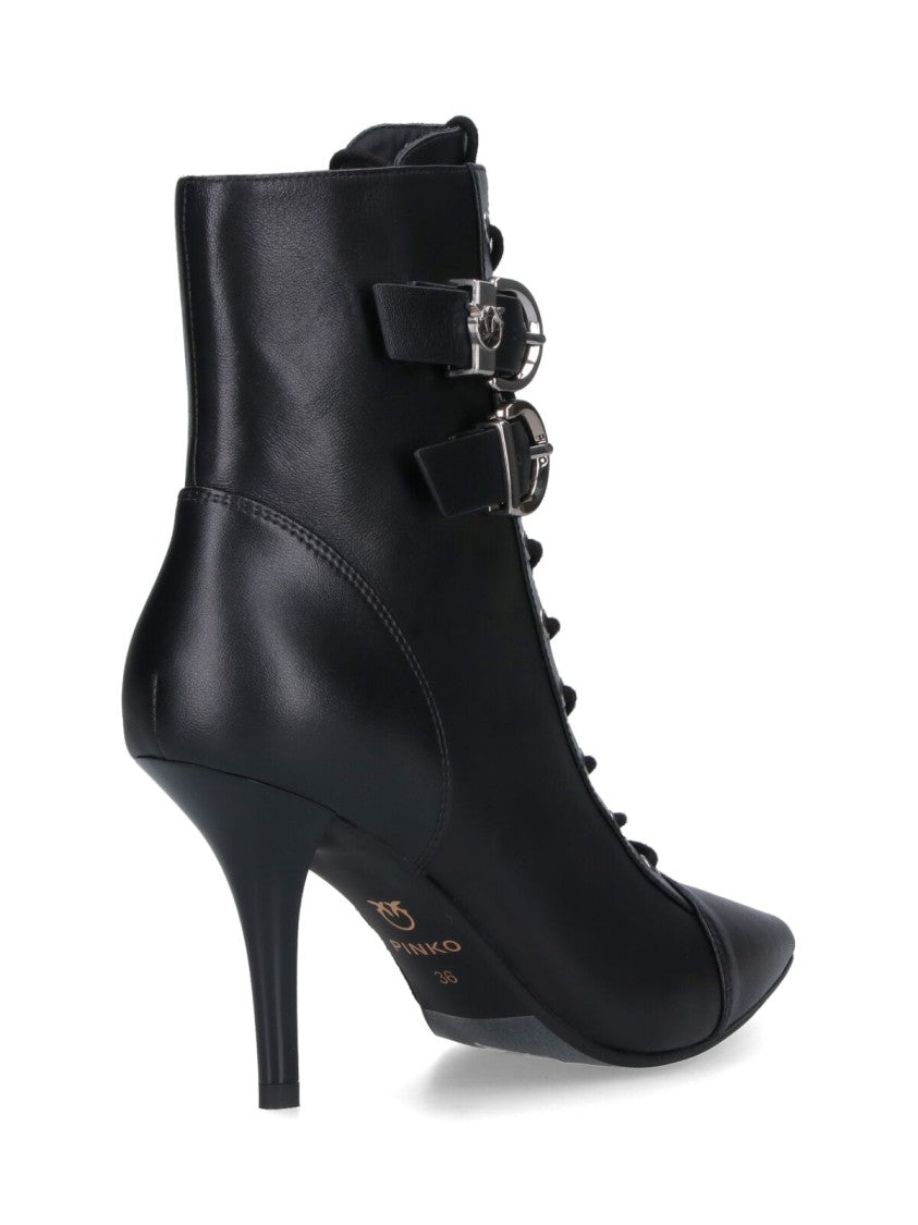 Pinko Pointed Toe Ankle Boots With High Stiletto Heel