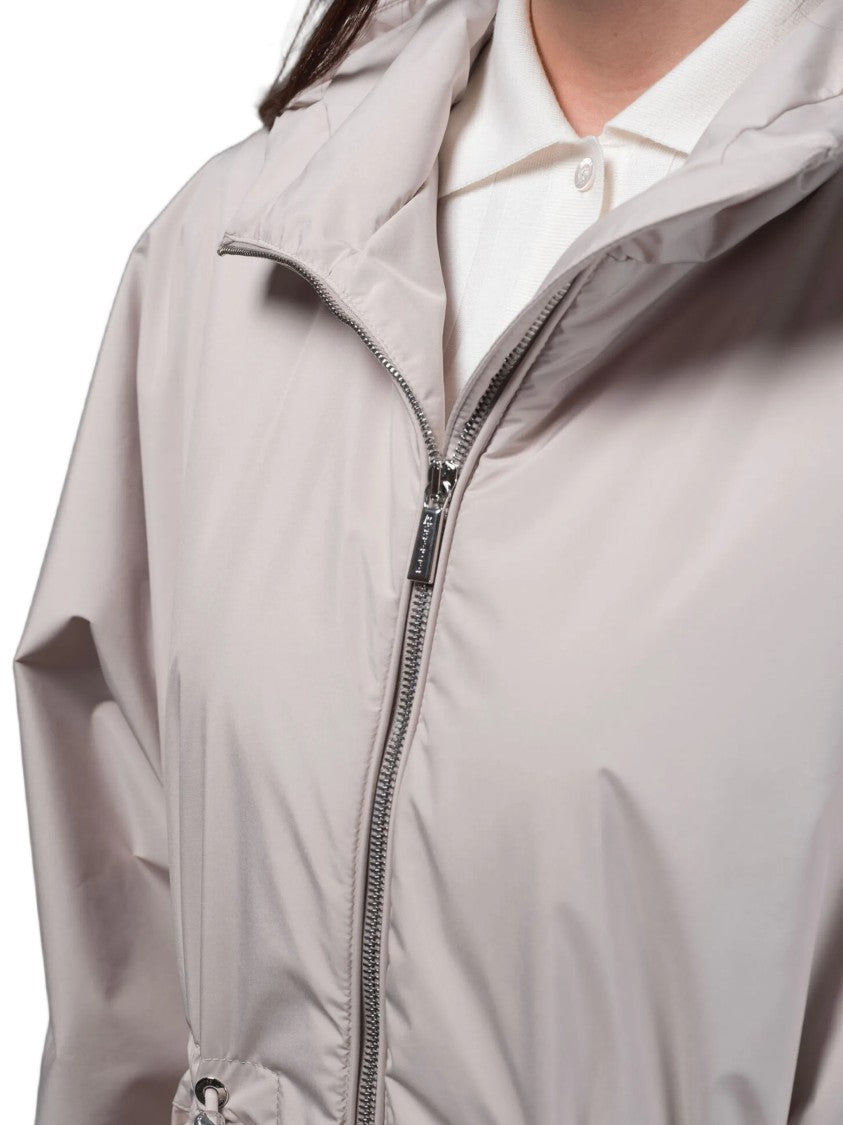 Moorer Neutral Hooded Lightweight Jacket With Adjustable Drawstrings