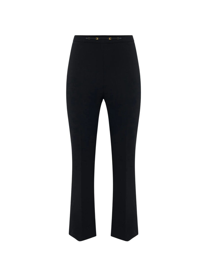 Elisabetta Franchi Cropped Tailored Pants With Glossy Belt Detail