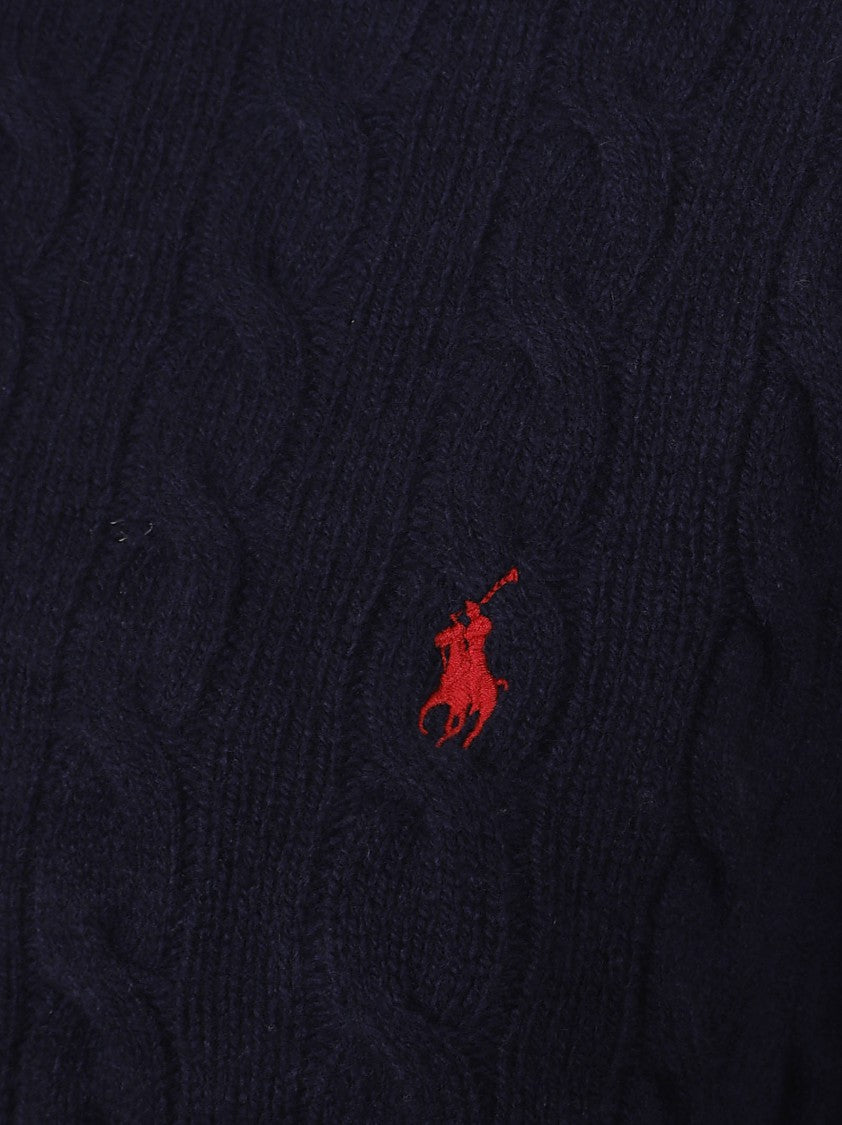Polo Ralph Lauren Cable-Knit Wool-Cashmere Sweater With High Collar