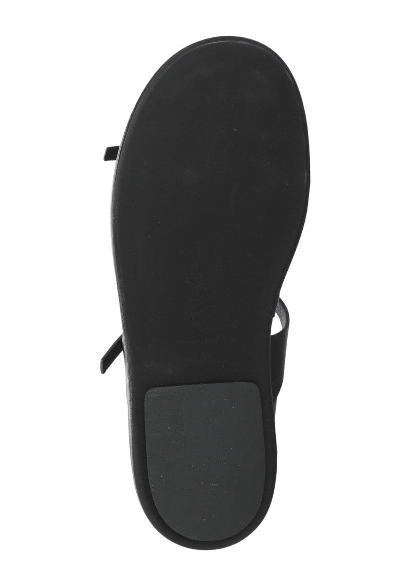Poeve Black Two Adjustable Straps Leather Sandals