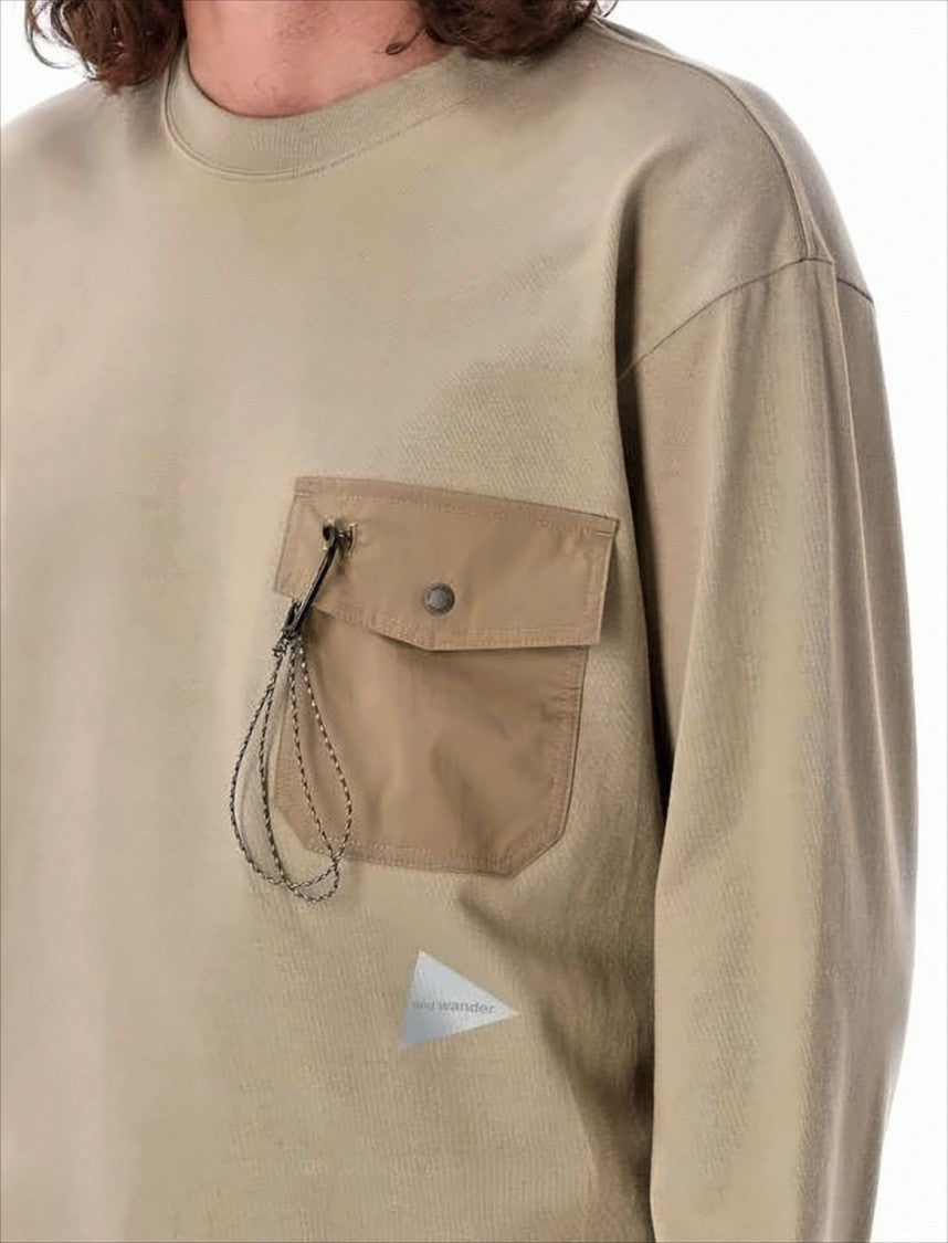 And Wander Long-Sleeve Relaxed Fit T-Shirt With Distinctive Chest Pocket