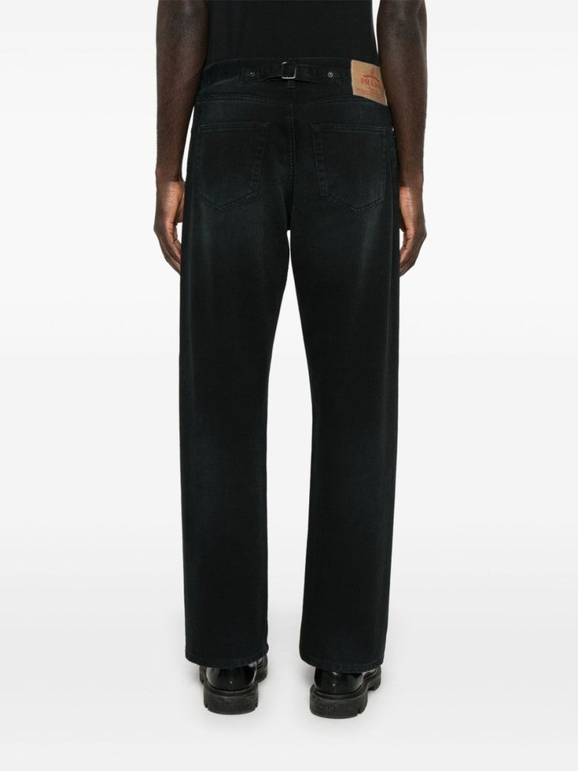 Prada High-Waist Black Jeans With Five-Pocket Design And Branded Patch