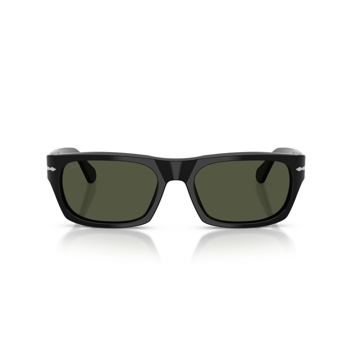Persol 0Po3398s Rectangular Black Acetate Sunglasses With Silver Arrow Detail
