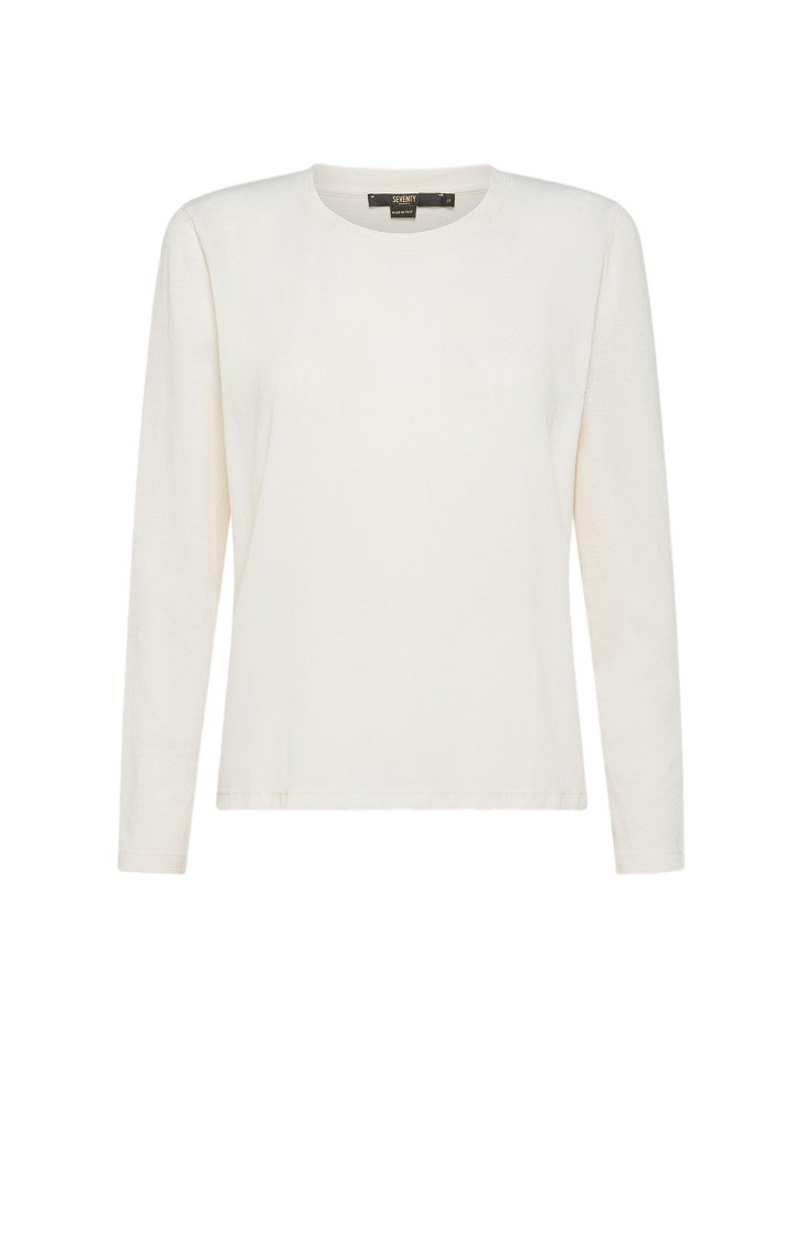 Seventy Silk Crêpe Bi-Material Long-Sleeve T-Shirt