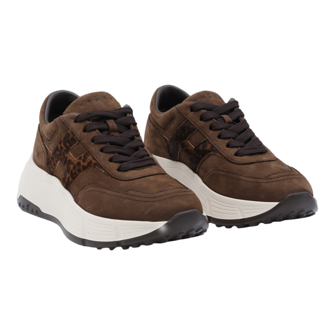 Hogan Chunky Sole Sneakers With Leopard Print Detail