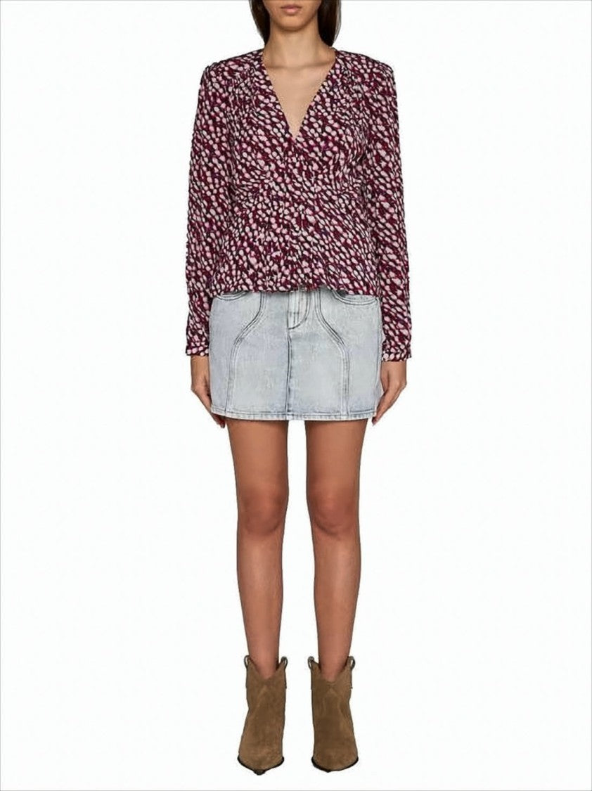 Isabel Marant Abstract Burgundy Blouse With Fitted Waist