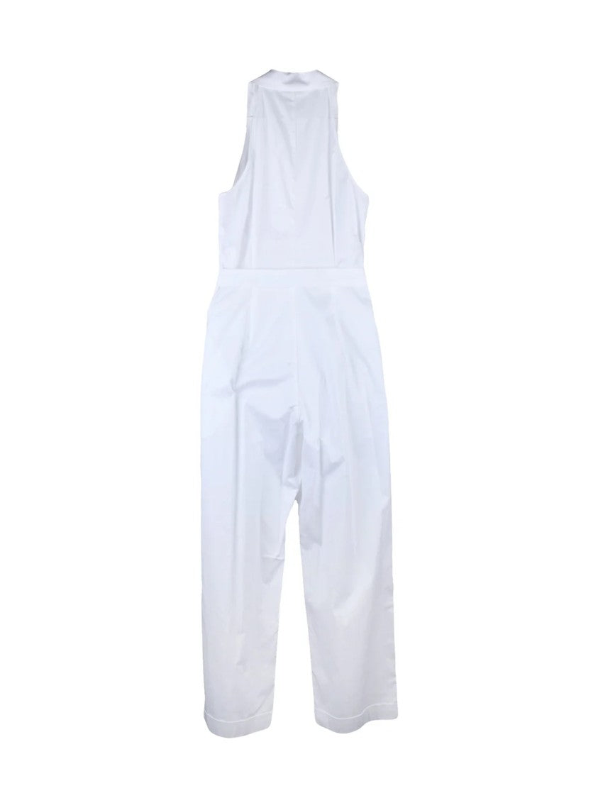 Peserico White Sleeveless Stretch Cotton Jumpsuit