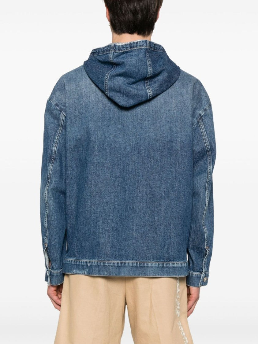 Dolce & Gabbana Indigo Blue Denim Casual Jacket With Classic Hood