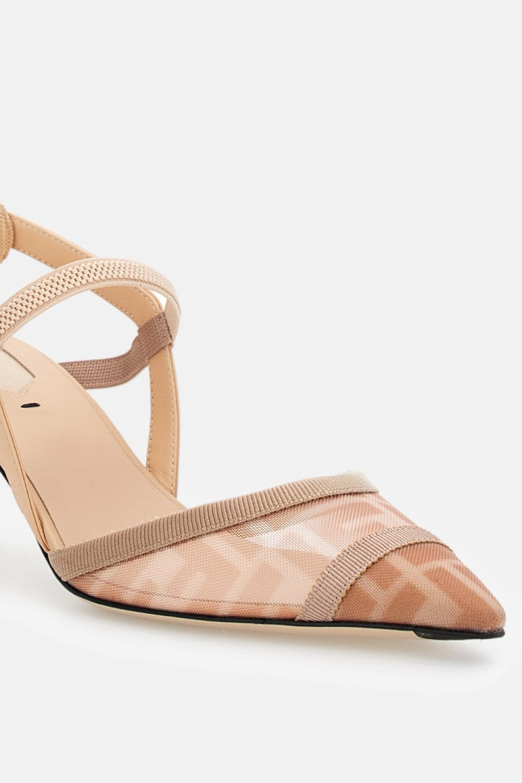 Fendi Heeled Shoes With Mesh Toe Cap And Ff Logo