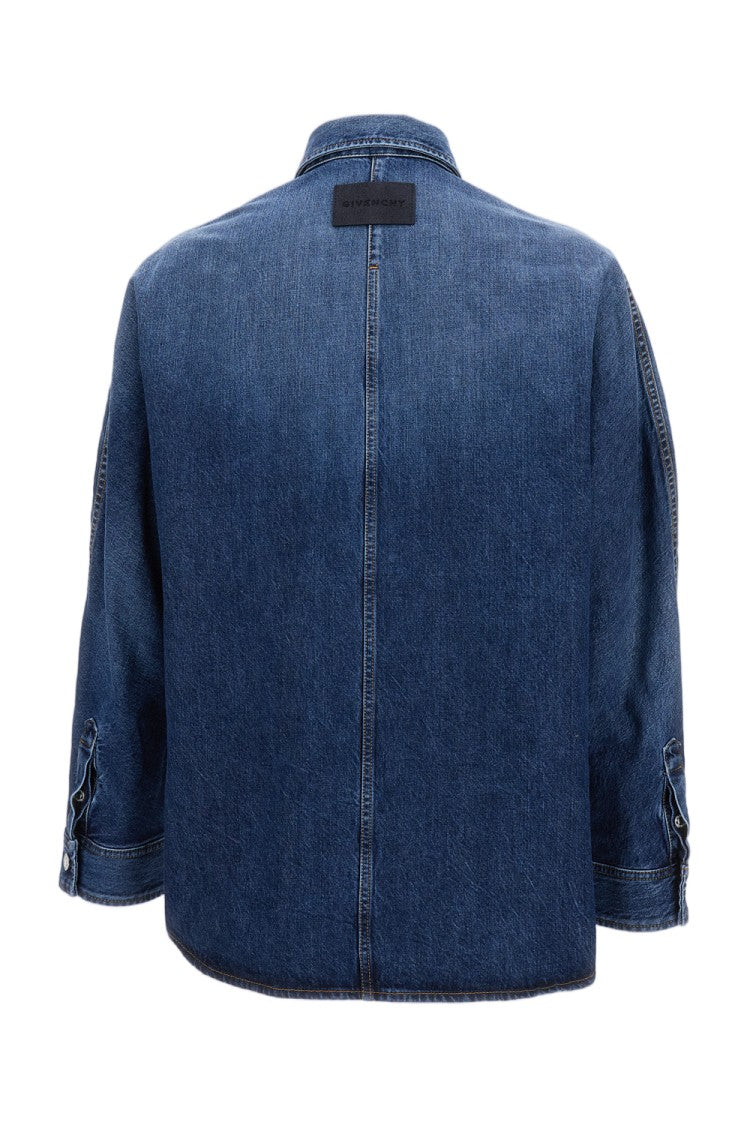 Givenchy Oversized Washed Denim Shirt With Chest Pocket And Button Closure