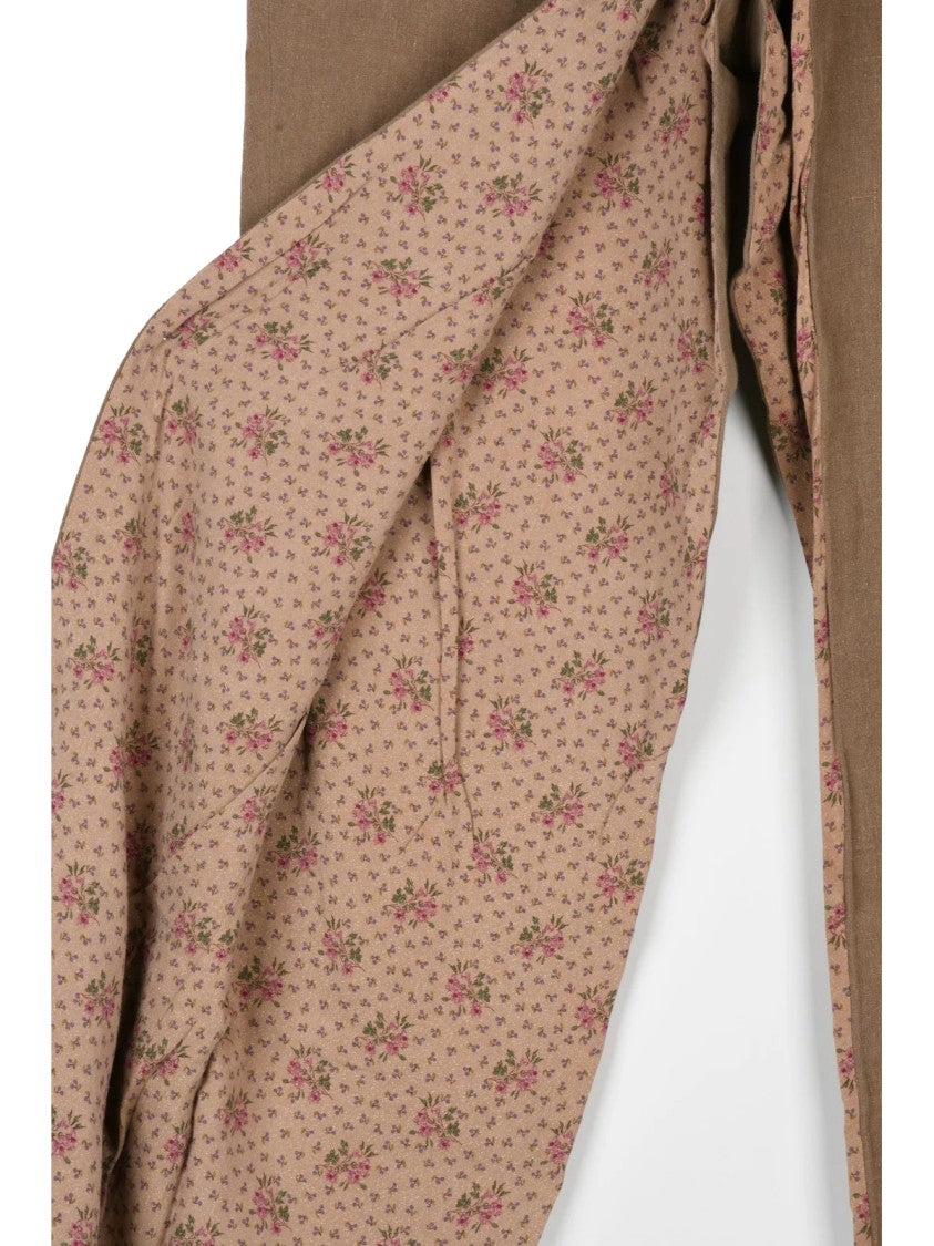 Vivienne Westwood High-Waisted Linen Trousers With Floral Lining